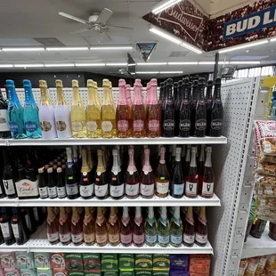 shelves of various beverages