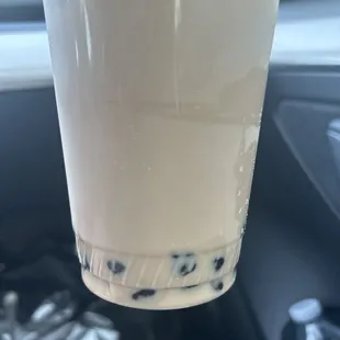 Pearl milk tea with boba cooked to order.