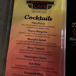 Cocktail Menu.