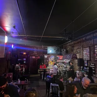 The back of the bar .