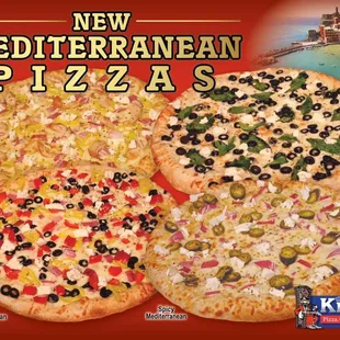 three different pizzas