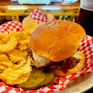 Pawn Burger (Medium-Rare) with a Schell's Dark beer.