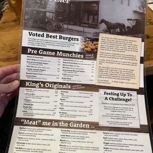 Front side of the menu
