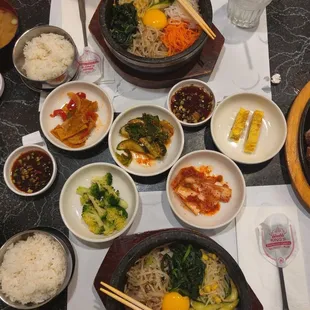 a table full of asian food
