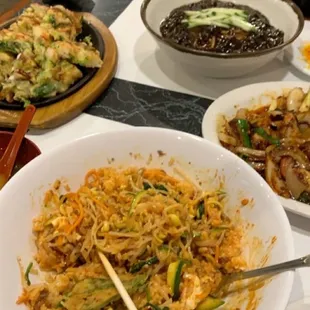 Jjaejangmyun Bibimbap Haemul Pajeon