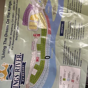 The map provided at the front. Sorry it's so crumpled. We stayed at site 20 which was perfect.