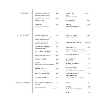 Cafe Menu