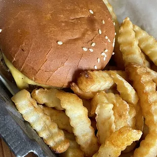 Cheeseburger and fries