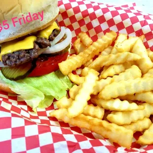 Every Friday special 
Small CHEESE BURGER and small FRIES...$5.00
