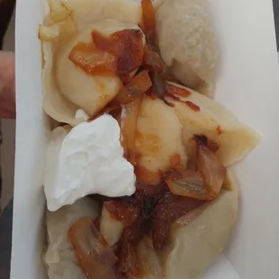 Potato/Cheese and meat perogio