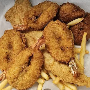 Fried Whiting with four shrimp