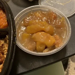 Peach cobbler with crust throughout