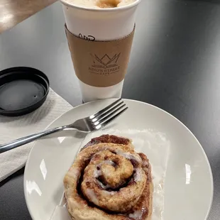 Gluten free cinnamon roll &amp; a cappuccino