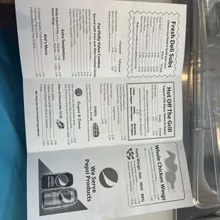 a menu for a restaurant