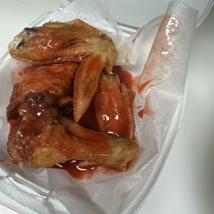 Hot 4 Piece Whole Fried Wings Combo