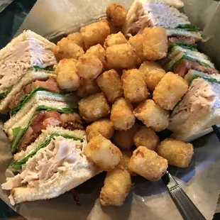 Turkey club and tots. Lots of golden tots.