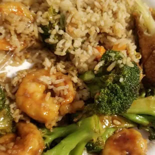 Lunch special...shrimp and broccoli with fried rice