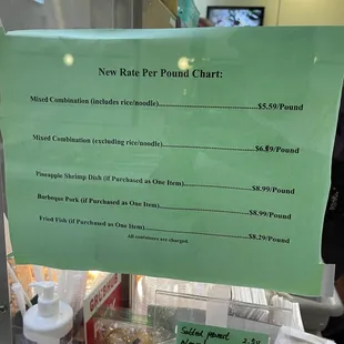 The food is priced by the pound. Here&apos;s the prices.