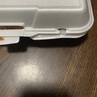 Pork fried rice and chicken wings. So packed they had to staple it !!