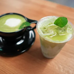 Golden Drift Matcha with salted honey syrup and gold dust.