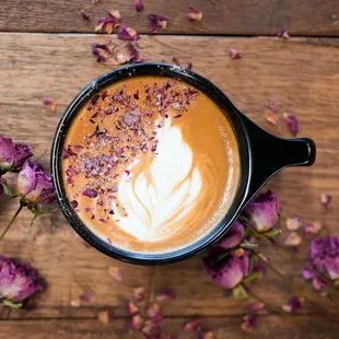 Carda Rose Latte- cardamom &amp; rose infused simple syrup.