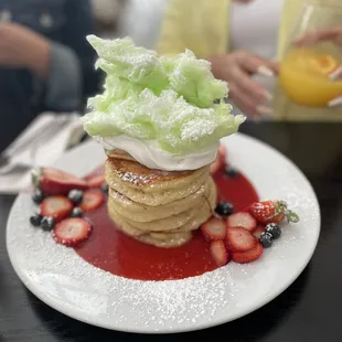 Pancakes with cotton candy