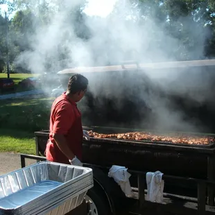 Grilling on the mobile cookout grill
