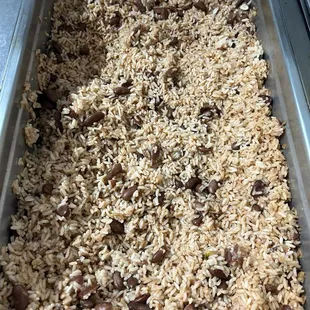 a pan of rice and beans