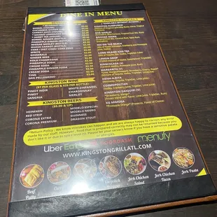 Menu (Seated at the Booth during my Second Visit)