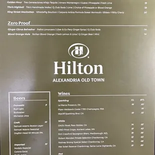 Dinner menu