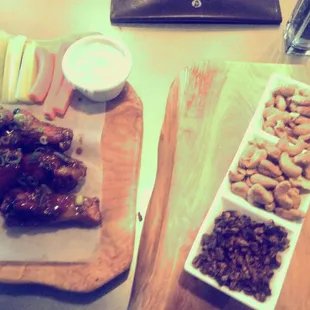 Wings &amp; nuts appetizers discounted during happy hour