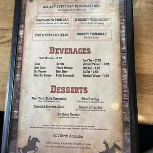 the menu