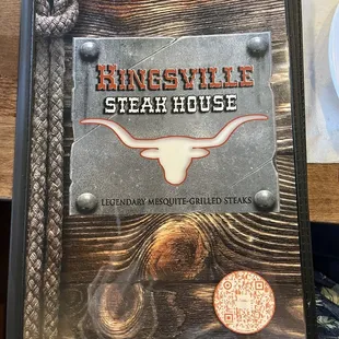 Menu cover of a great restaurant.