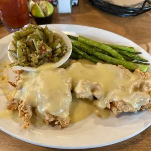 Chicken fried chicken w 2 sides...