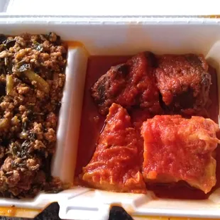 Egusi Stew with side order of assorted meat.