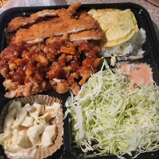 Tonkatsu, marinated chicken, fish katsu