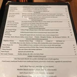the menu for the restaurant