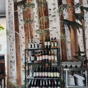 a display of wine bottles