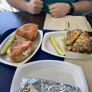 Foil - everything kolache  Left - lox Right - Alamo on everything bagel