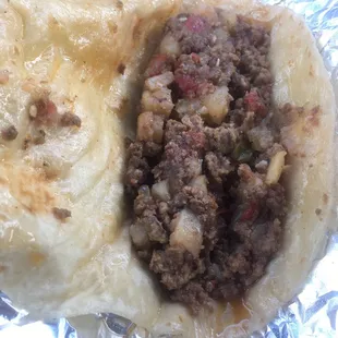 Ground Beef and Potatoes (Picadillo) Breakfast Taco