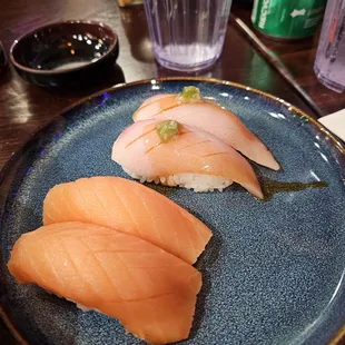 Yellowtail and salmon
