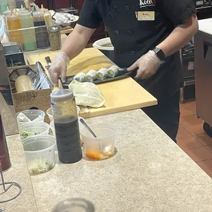 Preparing sushi
