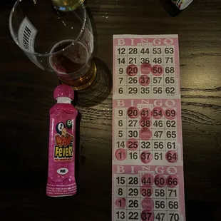 a drink and a lottoon on a table