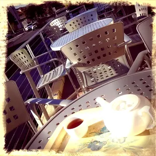 cool fall weather with a hot lapsang souchong on new patio furniture! absolute bliss.