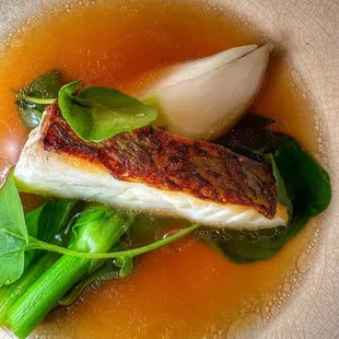 Snapper in dashi broth