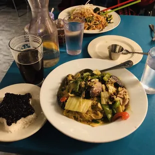 A great dinner here last night. Gang Hoh up front Pad Thai in back.
