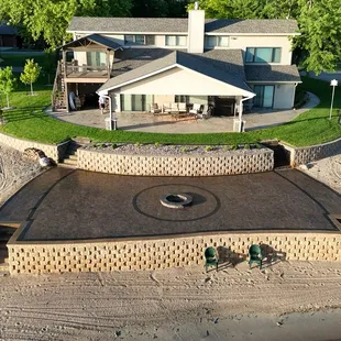 A large Patio/Firepit Combo that we installed lakeside.