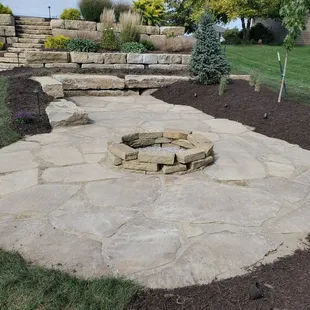 Firepit with flagstone patio.