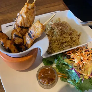 Chicken Skewer on Curry Rice Meal