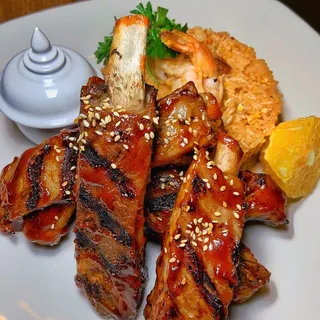 BBQ Pork Rib and Jello Rice Lunch
